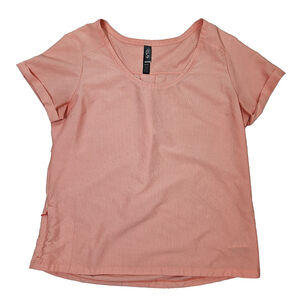 Mountain Hardwear Womens Med Striped Scoop Neck Short Sleeve Hiking Stuck Zipper